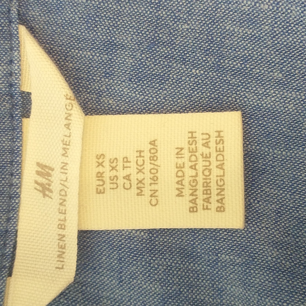 H&M Linen-Blend Shirt Dress Size XS - Picture 9 of 9